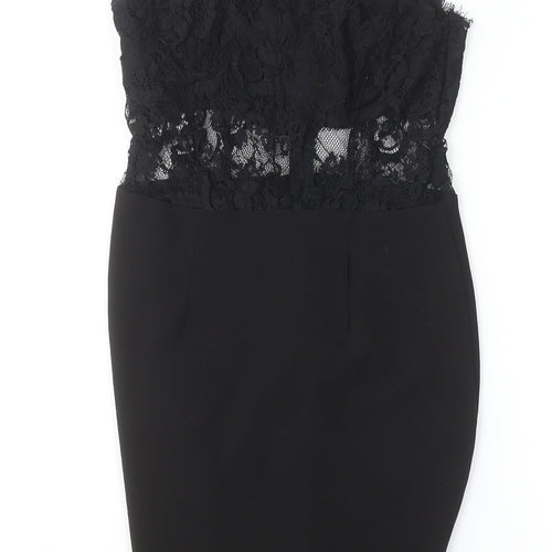 Boohoo Women Black Lace Bodycon Knee Length Dress Size 6