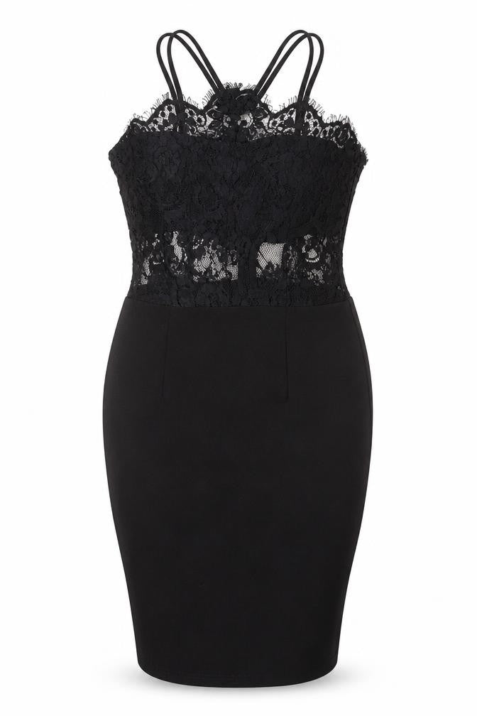 Boohoo Women Black Lace Bodycon Knee Length Dress Size 6