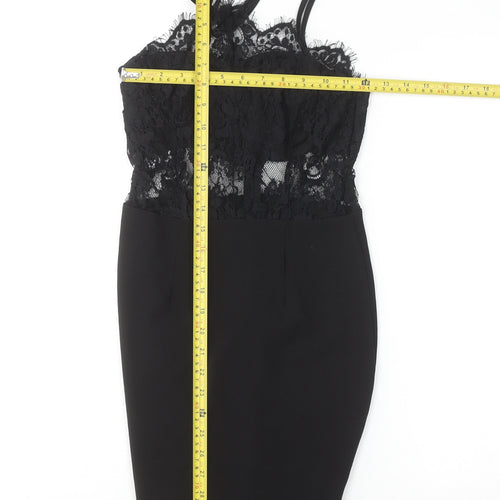 Boohoo Women Black Lace Bodycon Knee Length Dress Size 6