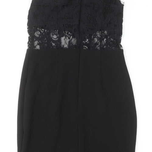 Boohoo Women Black Lace Bodycon Knee Length Dress Size 6
