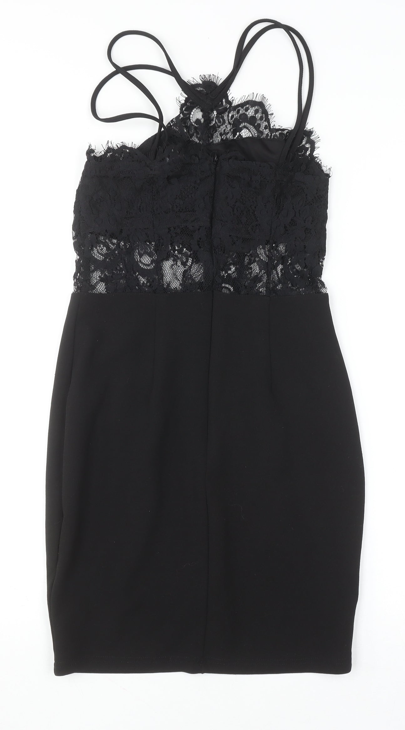 Boohoo Women Black Lace Bodycon Knee Length Dress Size 6