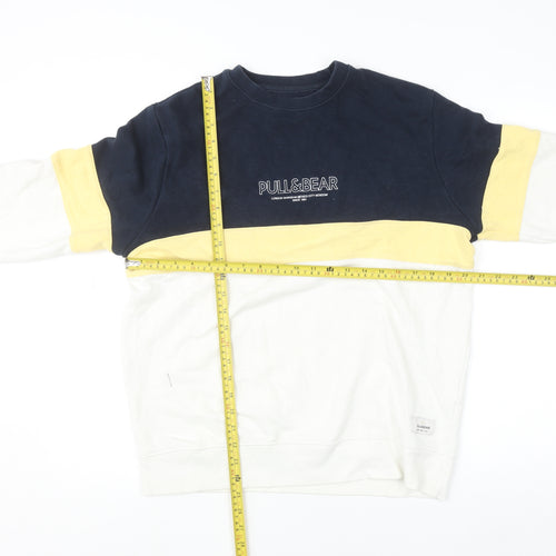 Pull & Bear Men’s Multicoloured Small Regular Fit Crew Neck Cotton Jumper