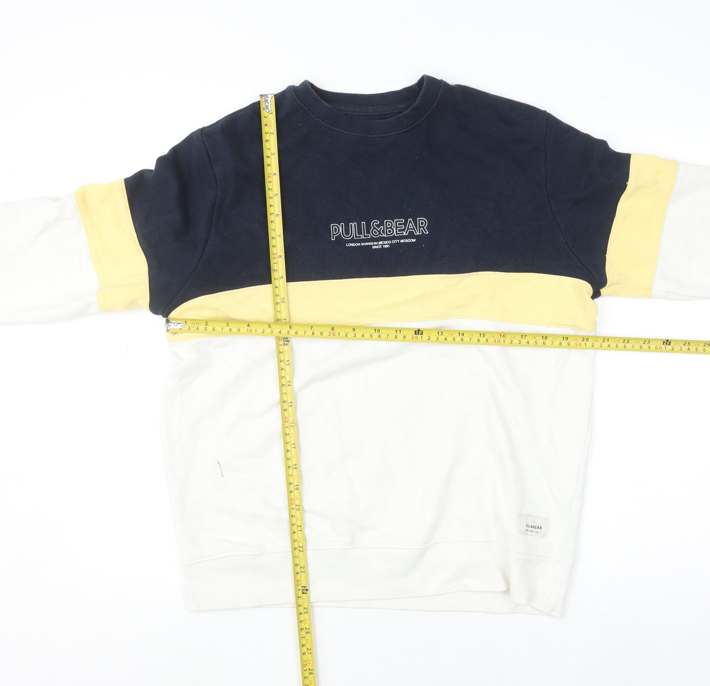 Pull & Bear Men’s Multicoloured Small Regular Fit Crew Neck Cotton Jumper