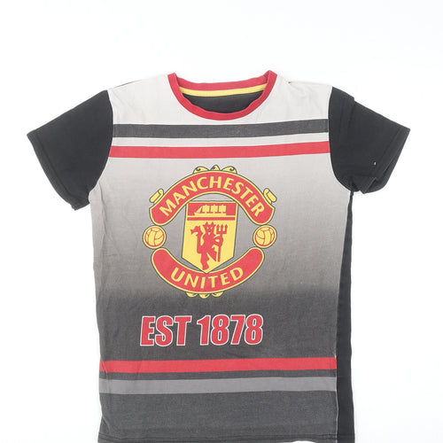 Manchester United Boys Black T-Shirt 10-11 Years Short Sleeve Cotton Top