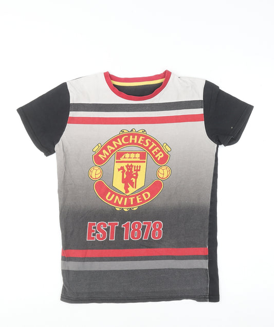 Manchester United Boys Black T-Shirt 10-11 Years Short Sleeve Cotton Top