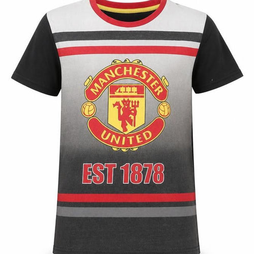 Manchester United Boys Black T-Shirt 10-11 Years Short Sleeve Cotton Top