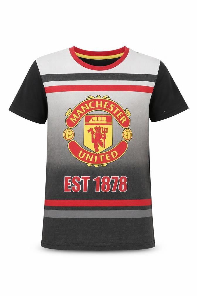 Manchester United Boys Black T-Shirt 10-11 Years Short Sleeve Cotton Top
