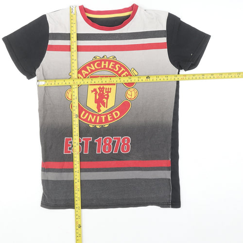 Manchester United Boys Black T-Shirt 10-11 Years Short Sleeve Cotton Top