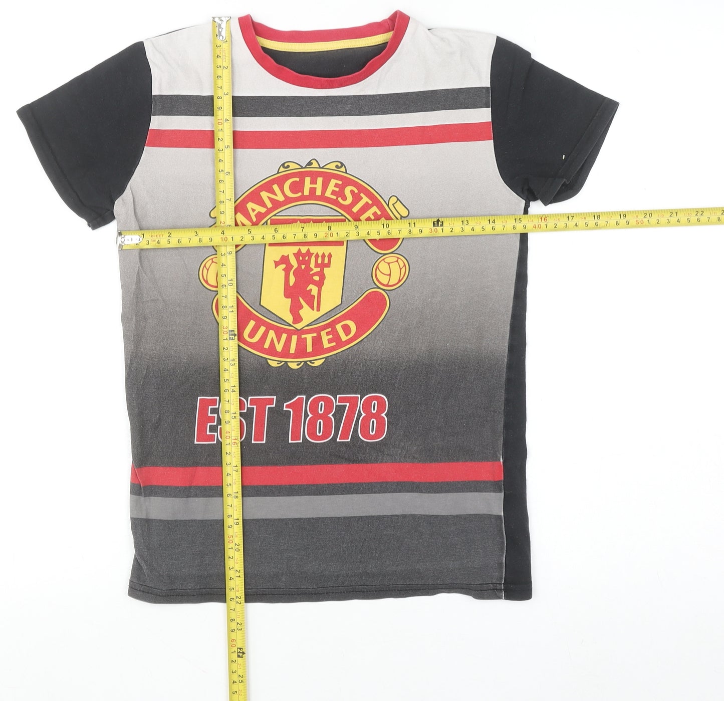 Manchester United Boys Black T-Shirt 10-11 Years Short Sleeve Cotton Top