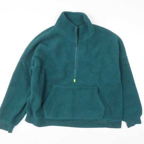 Dunnes Women Green Fleece 1/2 Zip Pullover Sweatshirt Size L