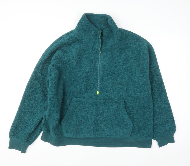 Dunnes Women Green Fleece 1/2 Zip Pullover Sweatshirt Size L