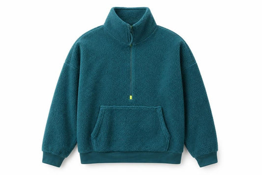 Front view of Dunnes Women Green Fleece 1/2 Zip Pullover Sweatshirt, size L