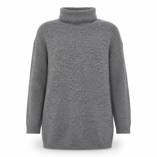 Front view of ESMARA Women Grey Roll Neck Long Sleeve Knit jumper L