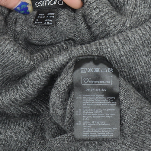 Esmara Women Grey Roll Neck Long Sleeve Knit Pullover Jumper L