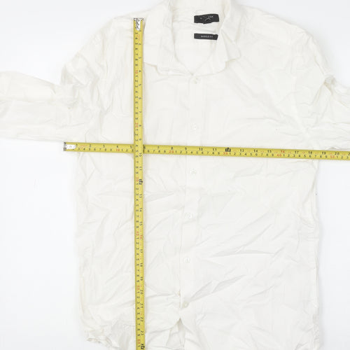 New Look Men's White Long Sleeve Muscle Fit Button-Up Shirt L