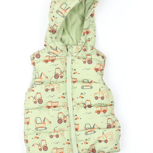 Dunnes Stores Unisex Baby Green Construction Puffer Hooded Vest 12-18 Months