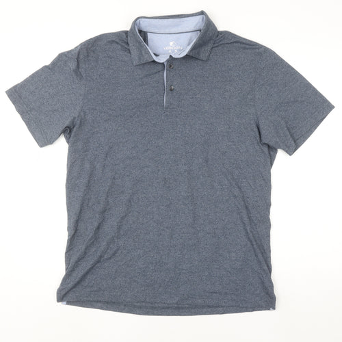 Veboon Men Blue Regular Fit Short Sleeve Polo Shirt M