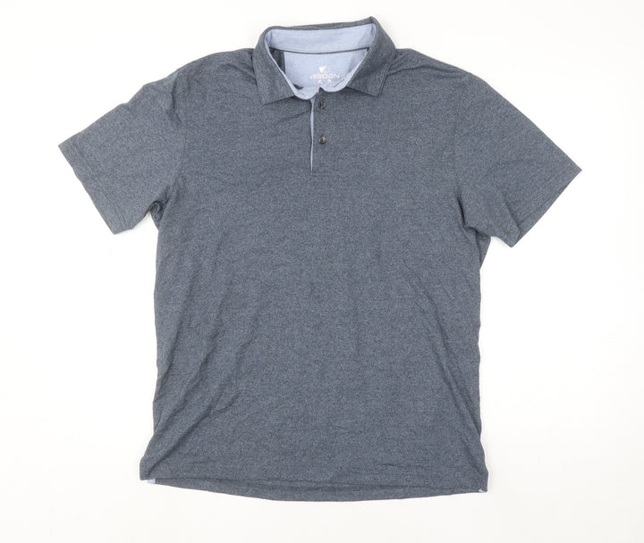 Veboon Men Blue Regular Fit Short Sleeve Polo Shirt M