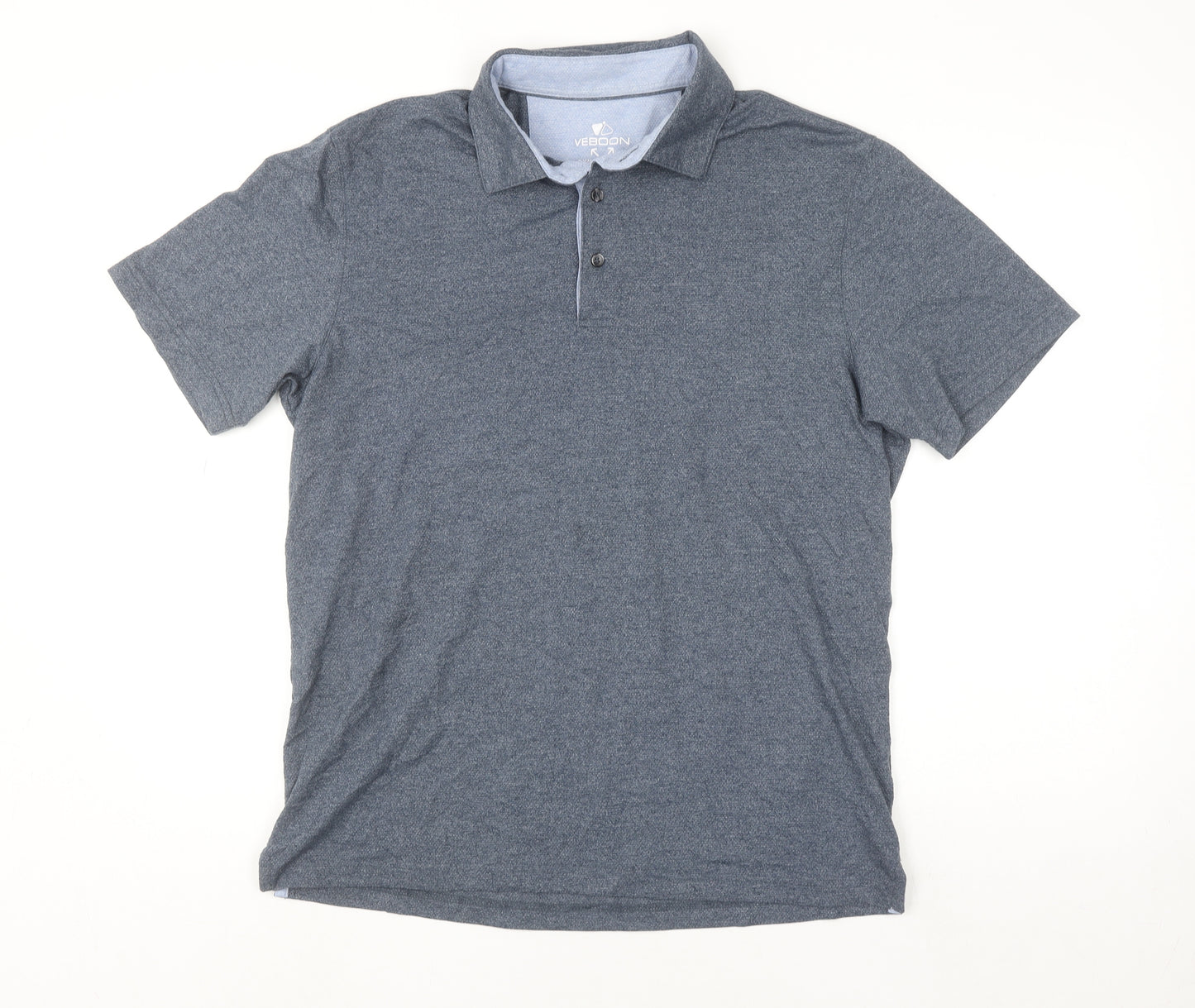 Veboon Men Blue Regular Fit Short Sleeve Polo Shirt M