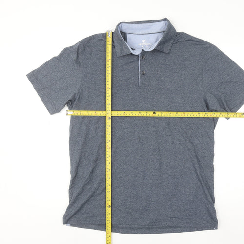Veboon Men Blue Regular Fit Short Sleeve Polo Shirt M