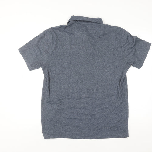 Veboon Men Blue Regular Fit Short Sleeve Polo Shirt M