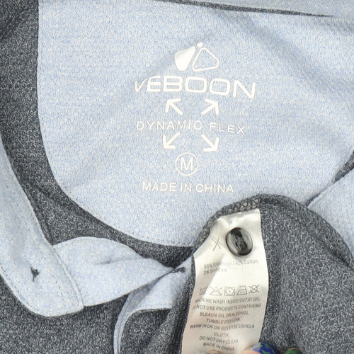 Veboon Men Blue Regular Fit Short Sleeve Polo Shirt M
