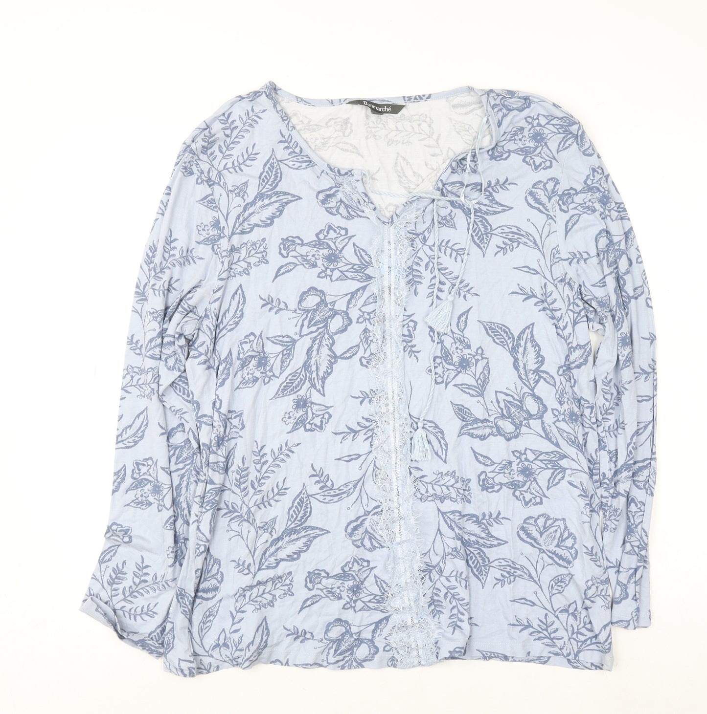 Bonmarché Women's Blue Floral Viscose Tunic Blouse Size 18