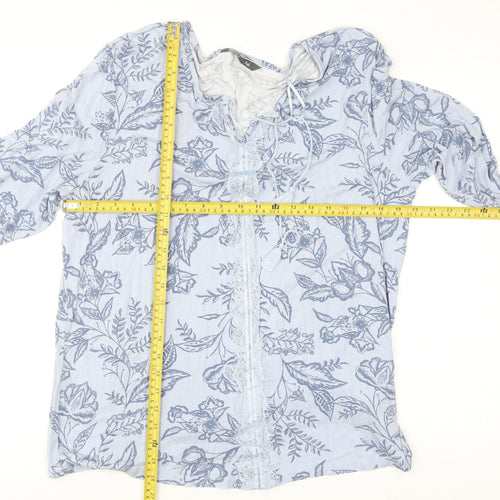 Bonmarché Women's Blue Floral Viscose Tunic Blouse Size 18