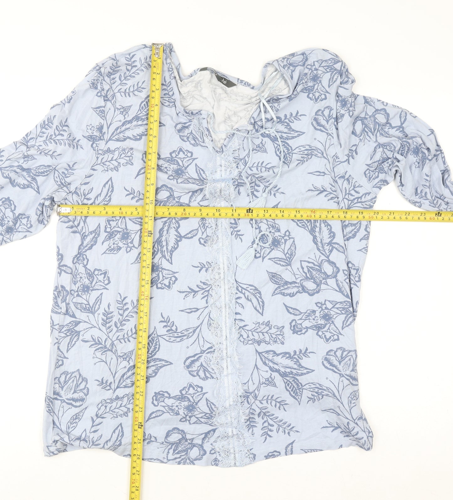 Bonmarché Women's Blue Floral Viscose Tunic Blouse Size 18