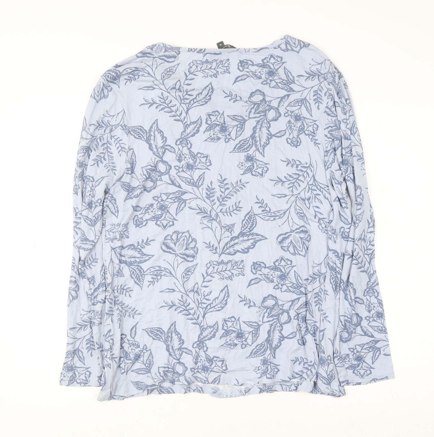 Bonmarché Women's Blue Floral Viscose Tunic Blouse Size 18