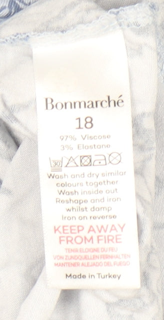 Bonmarché Women's Blue Floral Viscose Tunic Blouse Size 18