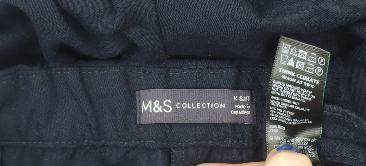Marks and Spencer Women's Blue Stretch Trousers Size 14 Short