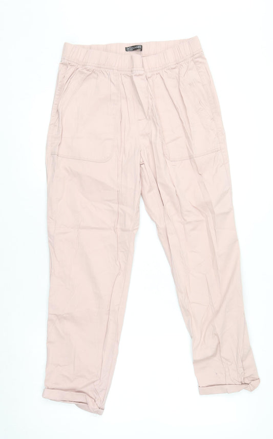Dunnes Women’s Pink Cotton Blend Cargo Trousers Size M Elastic Waist
