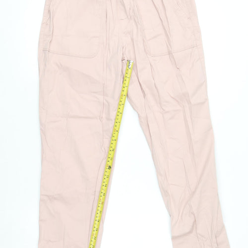 Dunnes Women’s Pink Cotton Blend Cargo Trousers Size M Elastic Waist