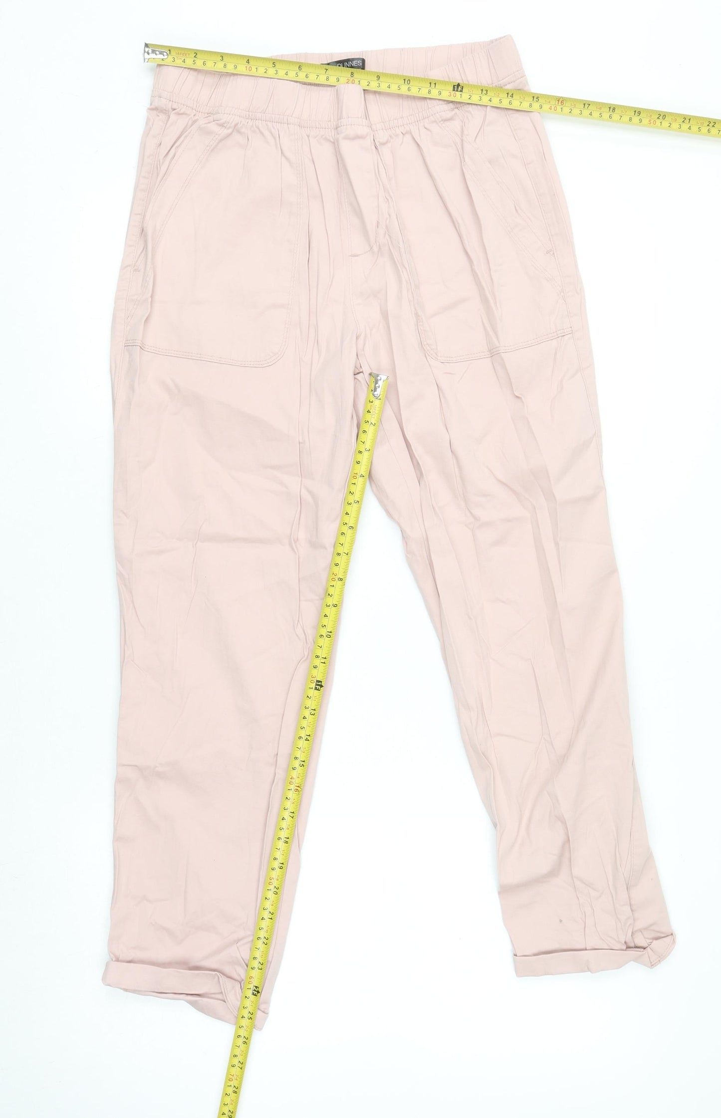 Dunnes Women’s Pink Cotton Blend Cargo Trousers Size M Elastic Waist