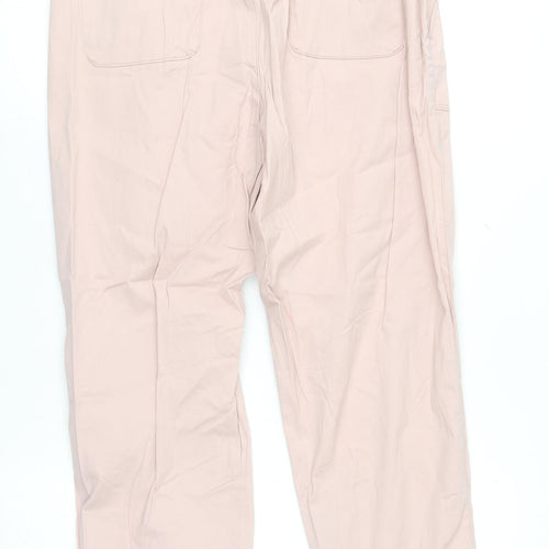 Dunnes Women’s Pink Cotton Blend Cargo Trousers Size M Elastic Waist