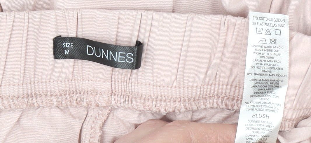 Dunnes Women’s Pink Cotton Blend Cargo Trousers Size M Elastic Waist
