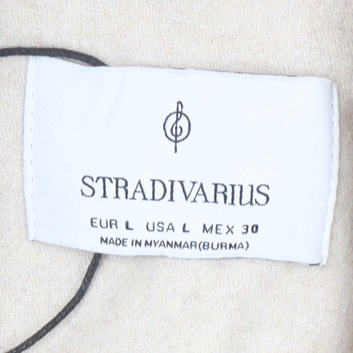 Stradivarius Women’s Beige Wool Blend Long Overcoat Size 14