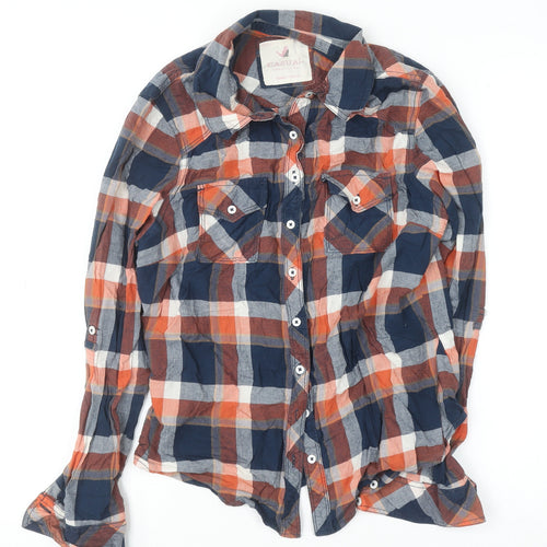 Dunnes Stores Women’s Multicoloured Cotton Check Long Sleeve Button-Up Shirt Size 12