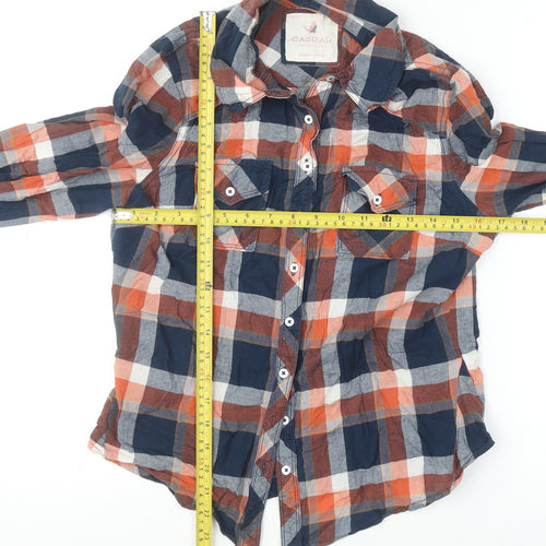 Dunnes Stores Women’s Multicoloured Cotton Check Long Sleeve Button-Up Shirt Size 12
