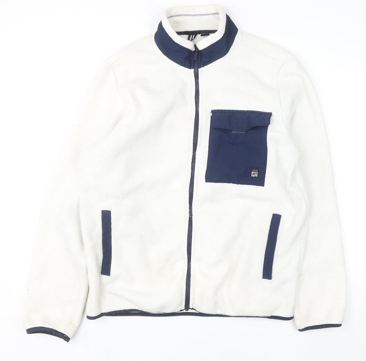 Livergy Men's White Fleece Full Zip Jacket XL High Neck Polyester