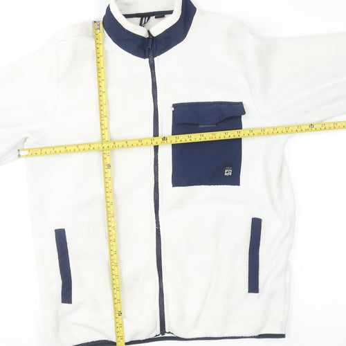 Livergy Men's White Fleece Full Zip Jacket XL High Neck Polyester