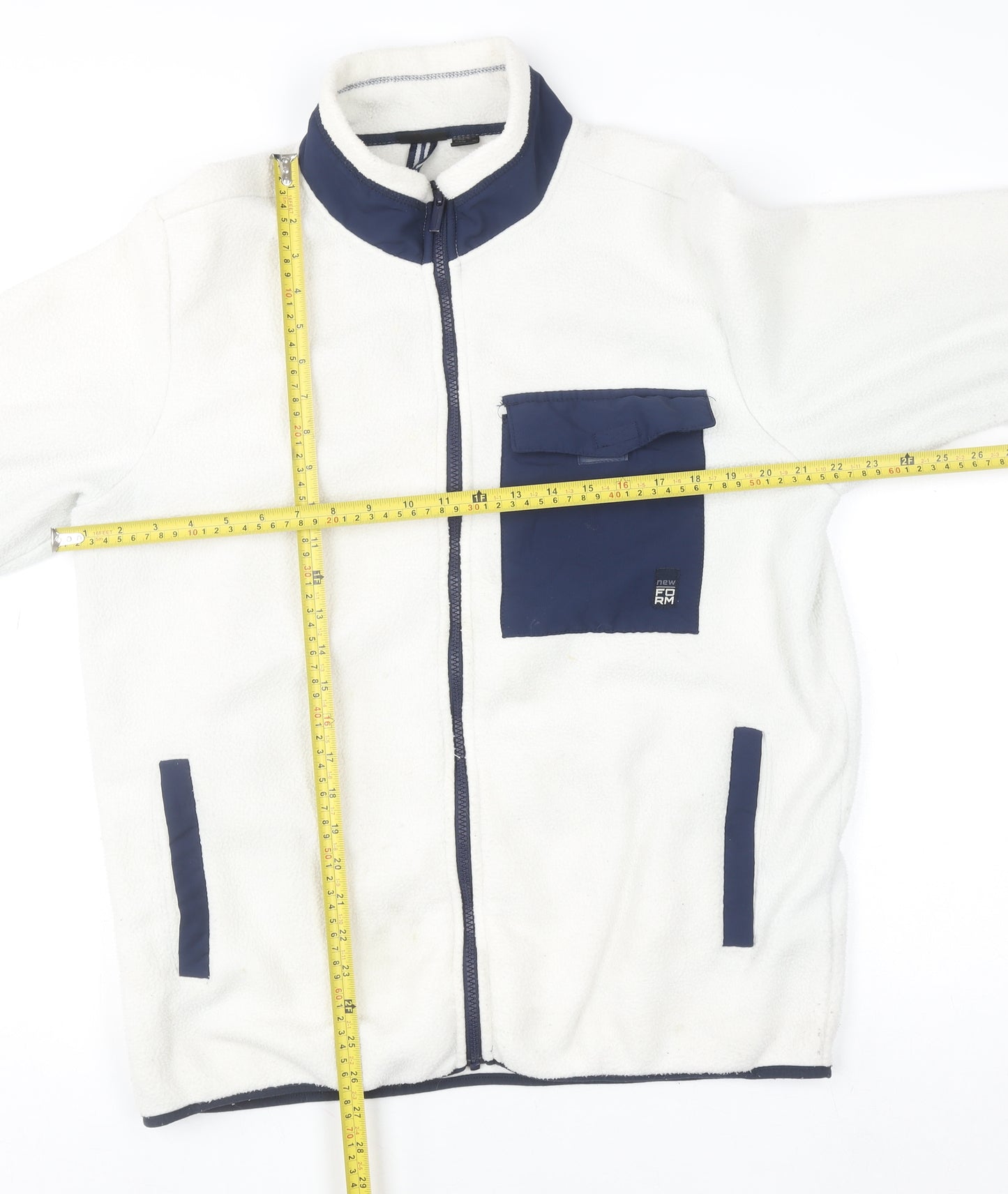 Livergy Men's White Fleece Full Zip Jacket XL High Neck Polyester