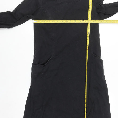 Adini Women Black 3/4 Sleeve Cotton Shift Dress Size L