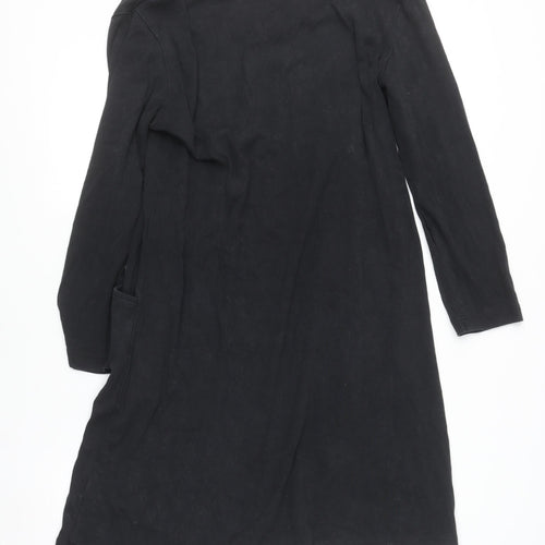 Adini Women Black 3/4 Sleeve Cotton Shift Dress Size L