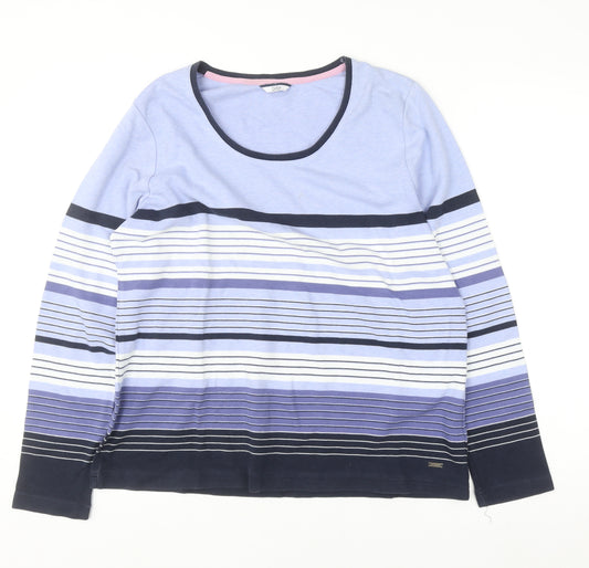 DASH Womens Multicoloured Striped Long Sleeve Cotton Blend T-Shirt Size 18