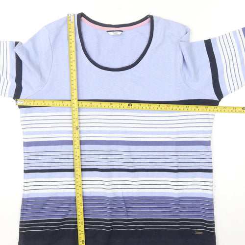 DASH Womens Multicoloured Striped Long Sleeve Cotton Blend T-Shirt Size 18