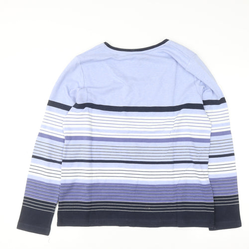 DASH Womens Multicoloured Striped Long Sleeve Cotton Blend T-Shirt Size 18
