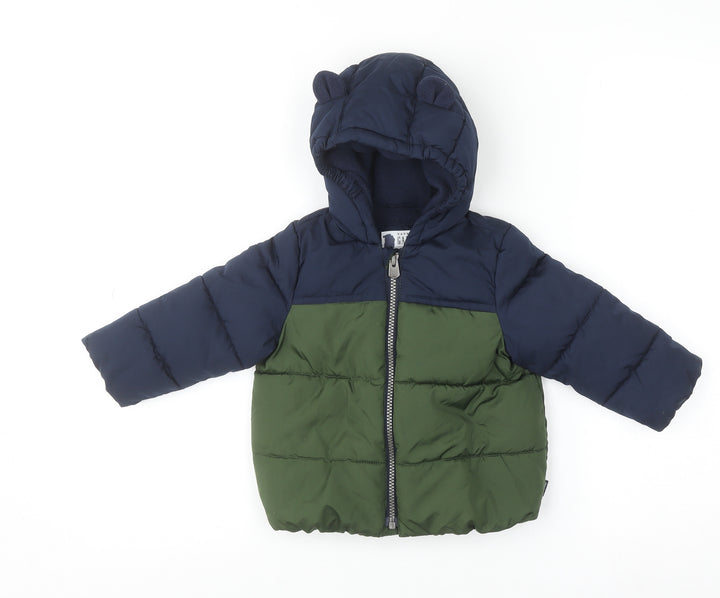 Baby GAP Unisex Blue Green Puffer Jacket 18-24 Months Hooded Winter Coat