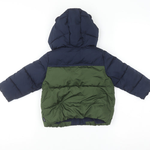 Baby GAP Unisex Blue Green Puffer Jacket 18-24 Months Hooded Winter Coat